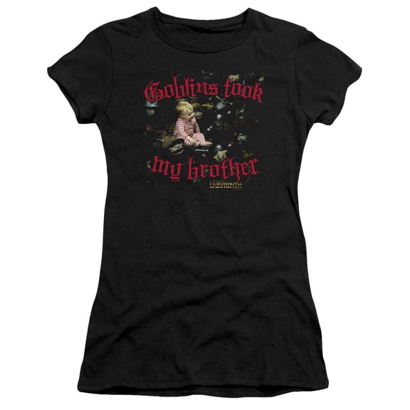 Labyrinth Goblins Took My Brother S/S Junior Women's T-Shirt Sheer Black