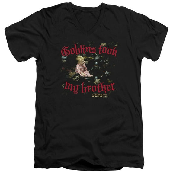 Labyrinth Goblins Took My Brother S/S Adult V-Neck Black