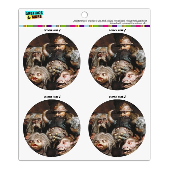 Labyrinth Group of Goblins Shocked Awe Refrigerator Fridge Locker Vinyl Circle Magnet Set