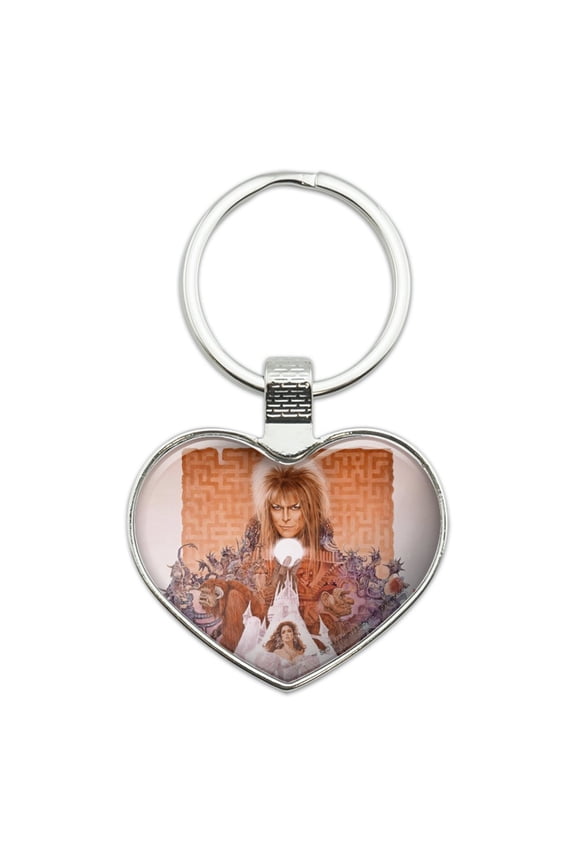 Labyrinth Movie Art Goblin King Jareth David Bowie Keychain Heart Love Metal Key Chain Ring