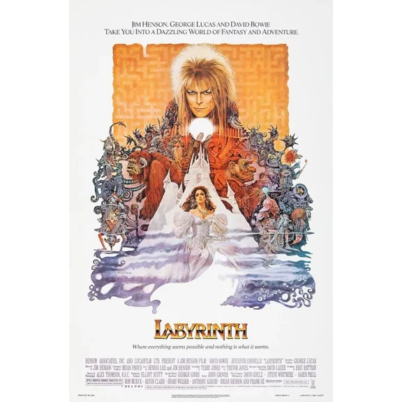 Labyrinth Movie Poster David Bowie Magic Dance, 12x18 UNFRAMED