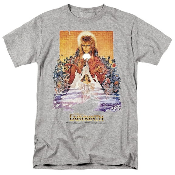 Labyrinth Movie Poster Unisex Adult T Shirt, Athletic Heather, Small