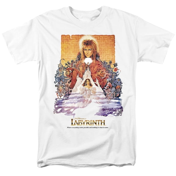 Labyrinth Movie Poster Unisex Adult T Shirt, White, Large