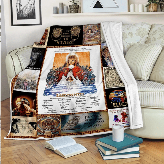 Labyrinth Movie Quotes Flannel Blanket, Fantasy Film Soft Plush Throw ...