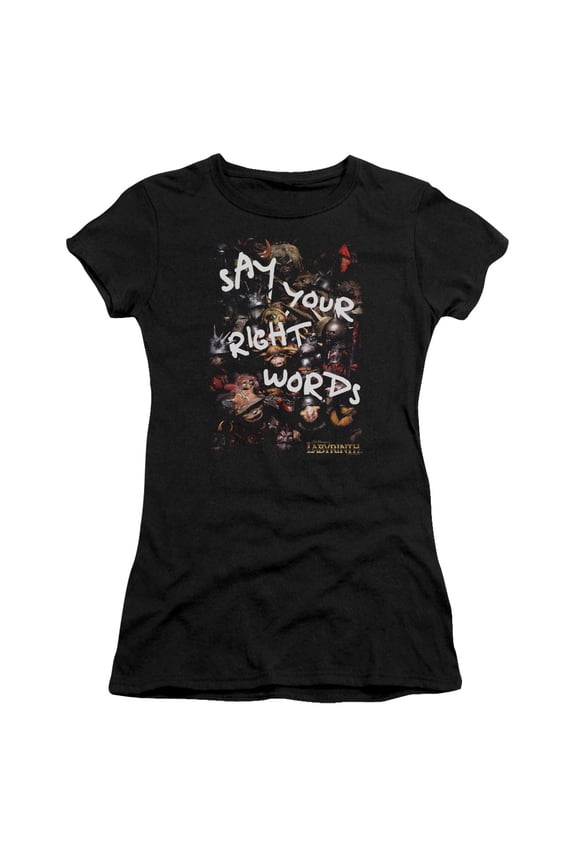 Labyrinth Right Words S/S Junior Women's T-Shirt Sheer Black
