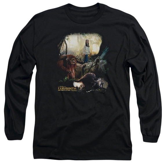 Labyrinth Sarah & Ludo Long Sleeve Adult 18/1 T-Shirt Black