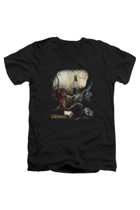 Labyrinth Sarah & Ludo S/S Adult V-Neck 30/1 T-Shirt Black