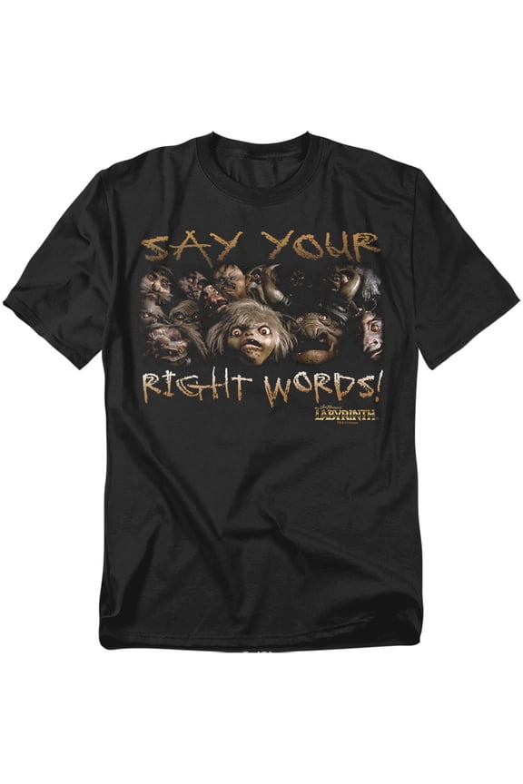 Labyrinth Say Your Right Words Mens Short Sleeve Shirt (Black, )