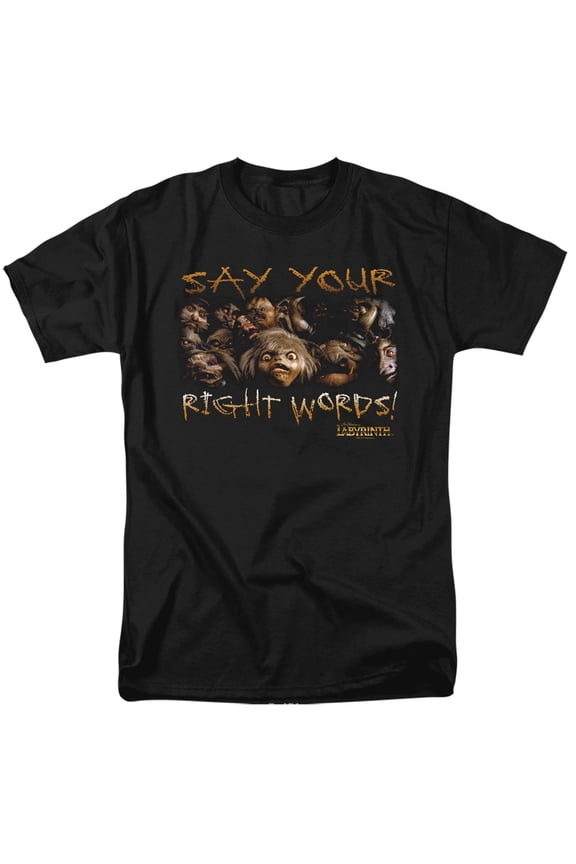 Labyrinth Say Your Right Words Mens Short Sleeve Shirt (Black, )