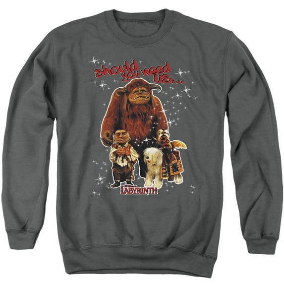 Labyrinth Should You Need Us Adult Crewneck Sweatshirt Charcoal