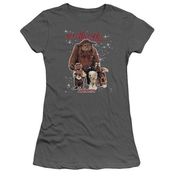 Labyrinth Should You Need Us S/S Junior Women's T-Shirt Sheer Charcoal