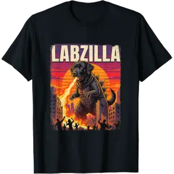Labzilla Giant Black Labrador Retriever Dog Monster Parody T-Shirt