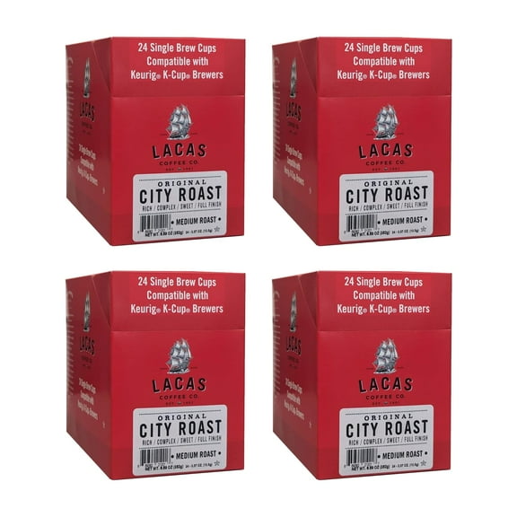 Lacas Coffee Original City Roast Single Serve Cups, 96 Total Smooth & Balanced Medium Roast