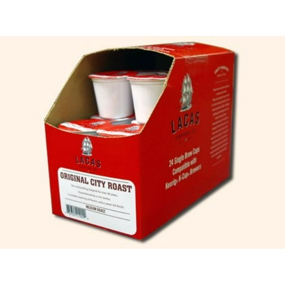 Lacas Coffee Single Cups, 24 Count (Original City Roast) k cups single serve