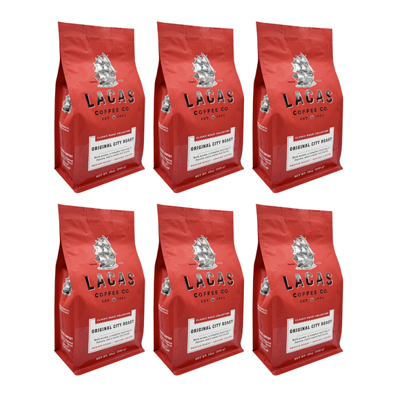 Lacas Original City Roast Medium Fine Ground Coffee, 12oz (6 bags)