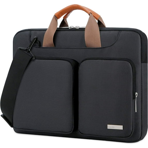 Lacdo 14 Inch 360° Protective Laptop Shoulder Bag Sleeve Case for HP Chromebook 14, Stream 14 / Acer Chromebook 14, Spin 3 / ASUS ZenBook 14 / Inspiron 14, Latitude E7470 / IdeaPad 3 Notebook, Black