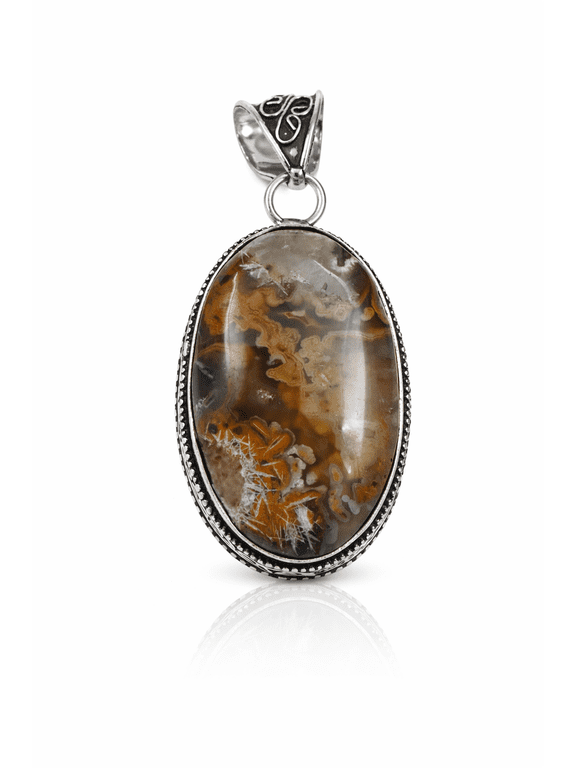 Lace Agate Pendant Healing Stone 925 Silver Gemstone Sd-01-S, 78.80 Carat, Oval Cut for Jewelry Making