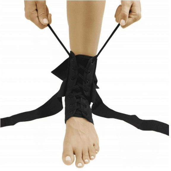 Lace Up Ankle Brace - Men, Women Foot Support Stabilizer Compression Sleeve - Sprained Adjustable Leg Splint - Sprain Rolled Immobilizer Wrap Guard for Running, Volleyball, Basketball