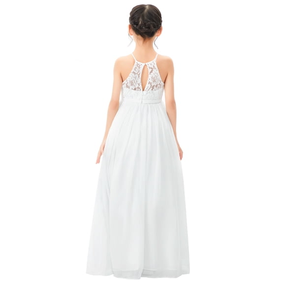 Lace Back Halter Flower Girl Dresses Junior Pageants Wedding Reception Communion Baptism Gowns for Church 332 10