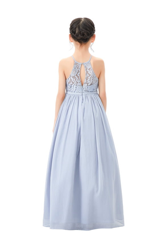 Lace Back Halter Flower Girl Dresses Junior Pageants Wedding Reception Communion Baptism Gowns for Church 332 12