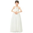 thumbnail image 1 of Lace Back Halter Flower Girl Dresses Junior Pageants Wedding Reception Communion Baptism Gowns for Church 332 6, 1 of 6