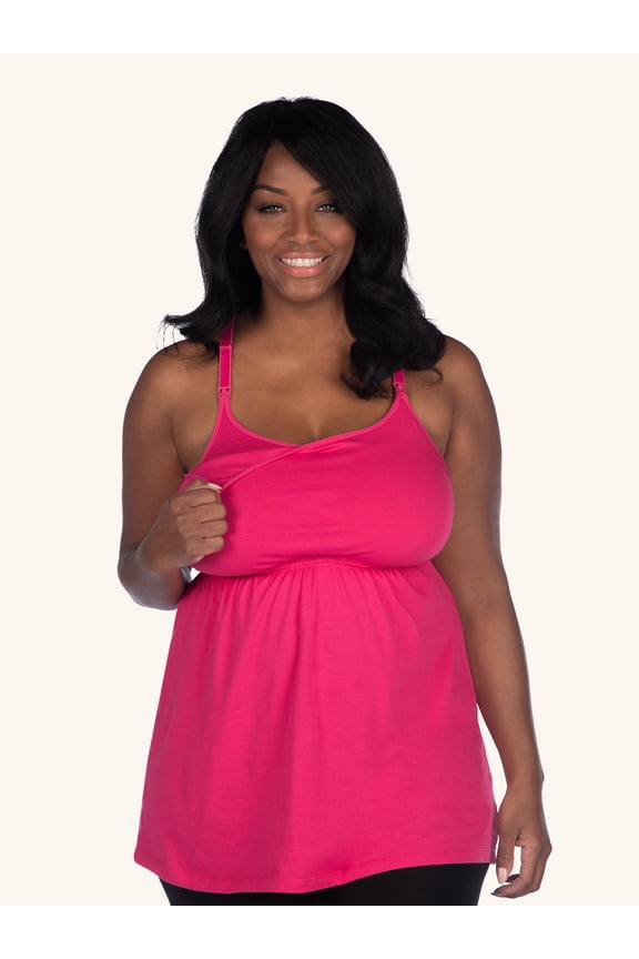 , Nursing Tank, Built in Nursing Bra, Lace Racerback Cami, Nursing Clips, Breastfeeding or Pumping, Breathable Cotton (Women's)