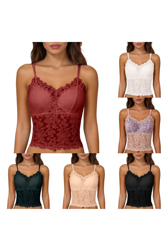 Lace Backless Camisole Removable Padding Braless Comfort Strap Top for Casual Wear Womens Tops Athletic Graphic Tops for Women Lace Tops Blouse Bar Tops for Women Camisole Tall Compression Women