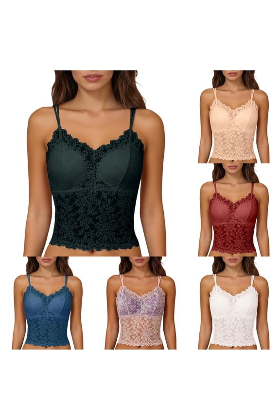 Lace Backless Camisole Removable Padding Braless Comfort Strap Top for Casual Wear Womens Tops Athletic Graphic Tops for Women Lace Tops Blouse Bar Tops for Women Camisole Tall Compression Women