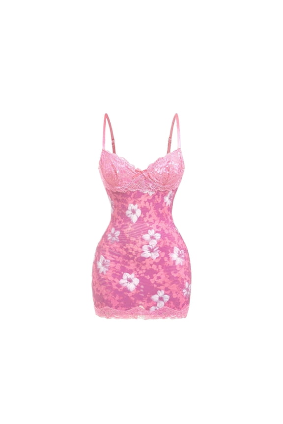 Lace Backless Spaghetti Strap Bodycon Dress – Slim Fit Floral Hem Design