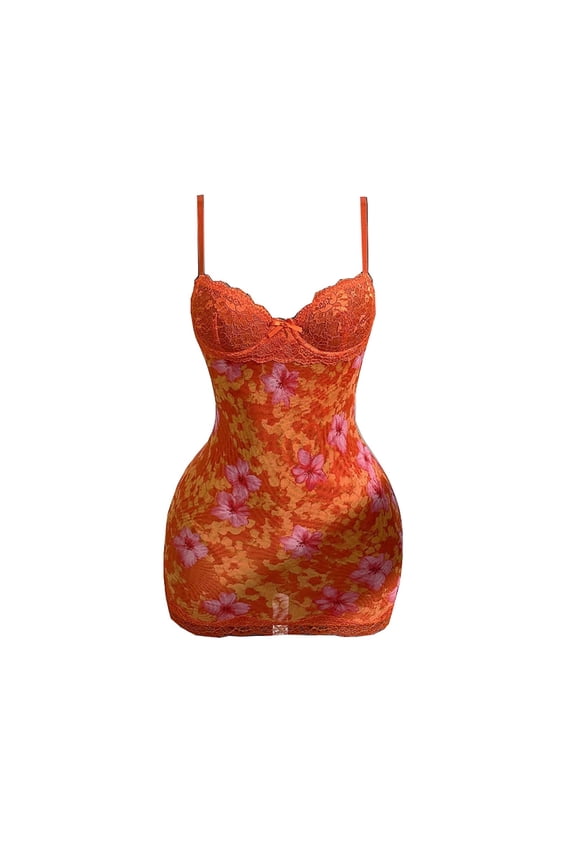 Lace Backless Spaghetti Strap Bodycon Dress – Slim Fit Floral Hem Design