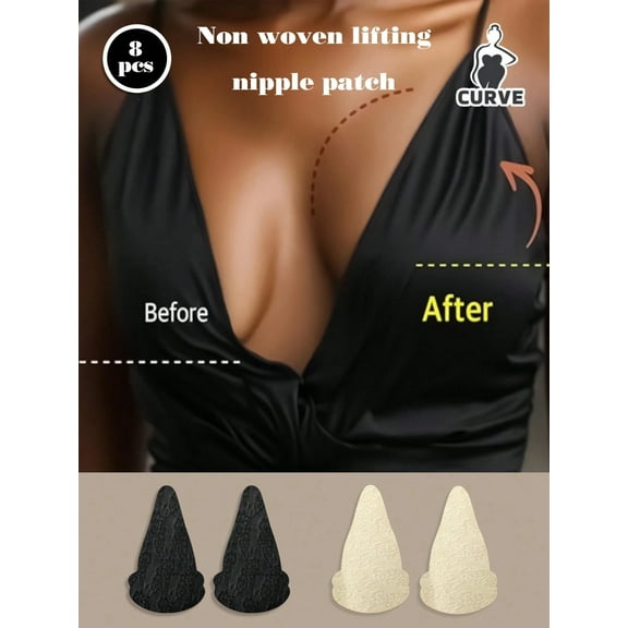 Lace Black 4pcs Lingerie Solutions Women's Breast Nude Disposable Nipple Covers，lift the chest