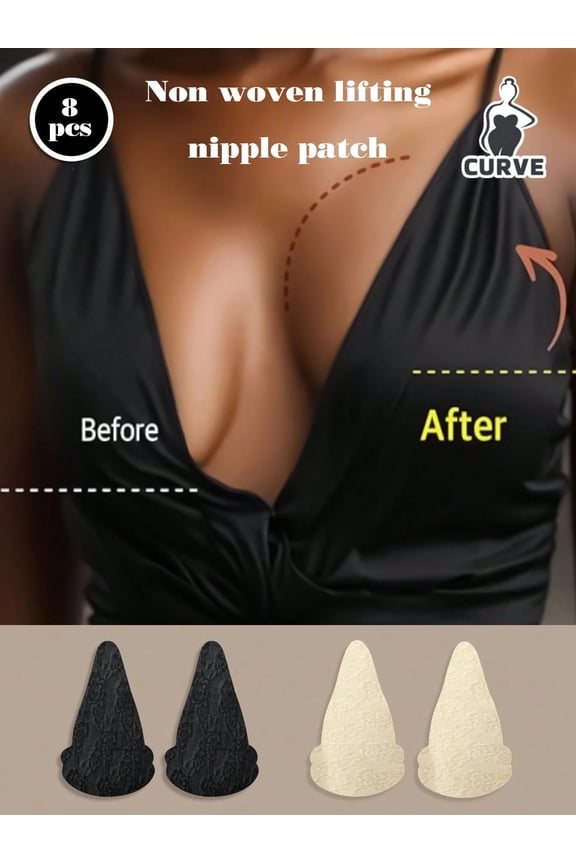 Lace Black 4pcs Lingerie Solutions Women's Breast Nude Disposable Nipple Covers，lift the chest