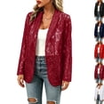 thumbnail image 1 of Lace Blazers for Women Business Casual Open Front Long Sleeve Sheer Cardigan Lightweight Summer Jackets Lace Cardigan,Wine XL, 1 of 6