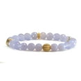 thumbnail image 1 of Lace Blue Agate Chalcedony Bracelet Faceted Round 8mm Stones Gold-tone Beaded Accents Womens Adjustable Stretch 7 8 Inch, 1 of 2