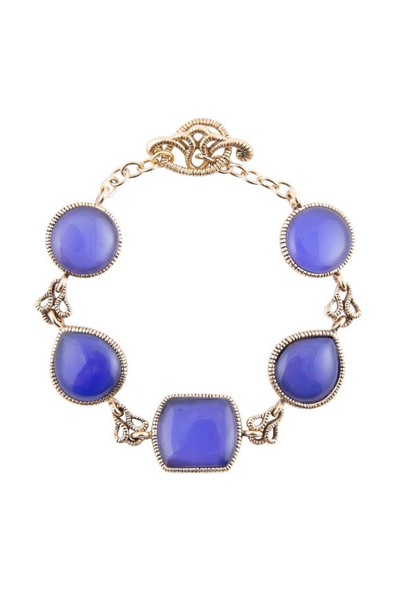 Lace Blue Agate Link Golden Bracelet