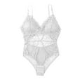 thumbnail image 1 of Lace Body Suits Women, Hugcore Womens Cute Deep V Lace Bodysuit with Tummy Control, Built-in Bra, Going Out Tops 2025 Fall Outfits White A, 1 of 4