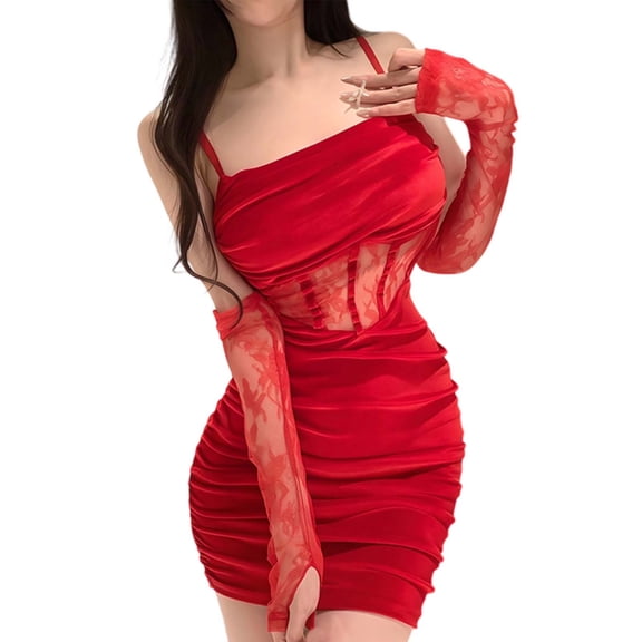 Lace Bodysuit with Ruffled Design and - Hook Closure for Women for Home and Leisure Activities