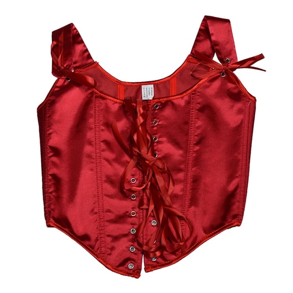 Lace up Boned Overbust Corset, Fashion Women Style Solid Color Backless Ribbon Waist Camisole Shapewear New Bustier Tops for Women Bodysuit Plus Size Style B-66 Wine M