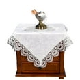 thumbnail image 1 of Lace Border Bedside Table Cover Square Table Cloth, End Table Coffee Tablecloth Cover for Kitchen Home Dining Holiday Decor, 1 of 7