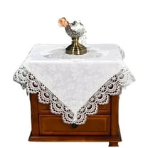 Lace Border Bedside Table Cover Square Table Cloth, End Table Coffee Tablecloth Cover for Kitchen Home Dining Holiday Decor
