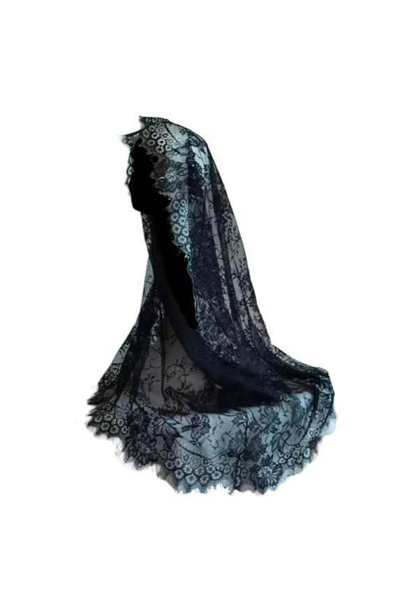 Lace Border Bridal Veils Halloween Muslims Length Appliques Elegant Veil for Bachelorettes Party