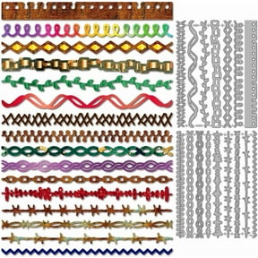 Lace Border Metal Cutting Dies Irregular Borders Die Cuts Decorative Trim Embossing Template Patterned Edge Carbon Steel Stencils for Card Making Scrapbooking Album Handbook Gift Decoration