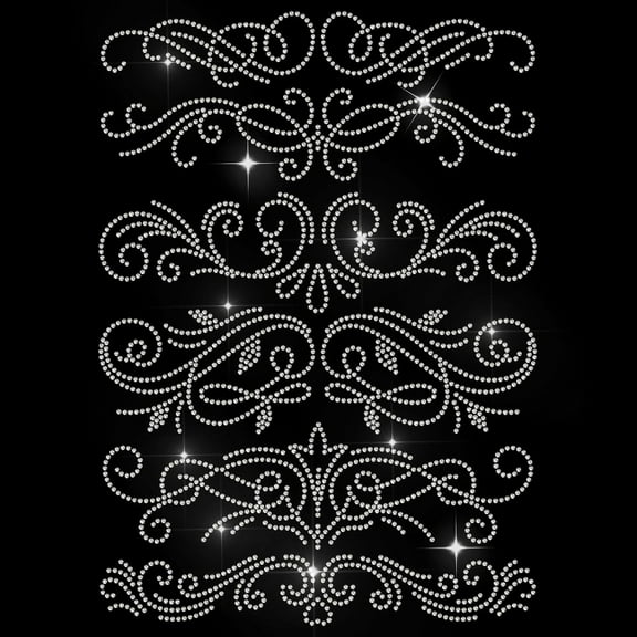 Lace Border Rhinestone Iron on Hotfix Rhinestone Swirly Flourish Embellishment Heat Transfer Applique Decal Clothing Repair Crystal Patch for Clothing Shoes Bags Hats Decoration DIY Craft
