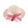 thumbnail image 1 of Lace Bow Pet Woven Hat Sun Shade Cat Hat Adjustable Sombrero For Small Dogs and Cats Beach Party Straw Costume Accessories, 1 of 6