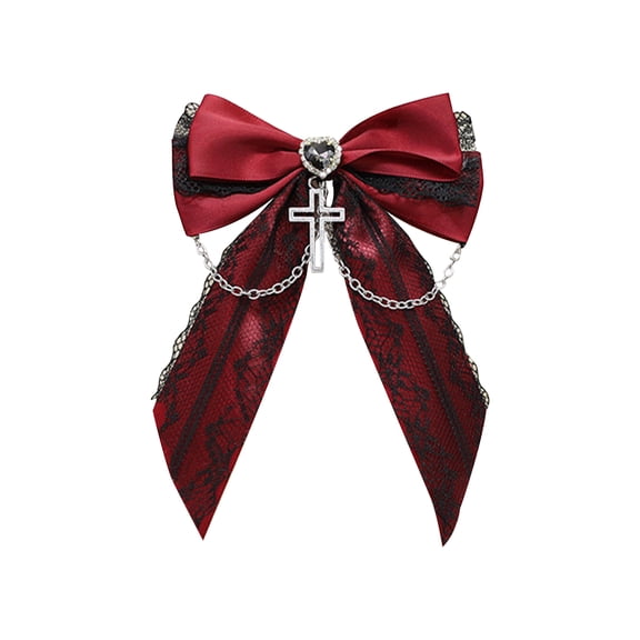 Lace Bowknot Hair Clip for Women Crossed Pendant Hair Bows 2000s Punk Clip Anime Barrettes Girl All Matching Hair Ornament