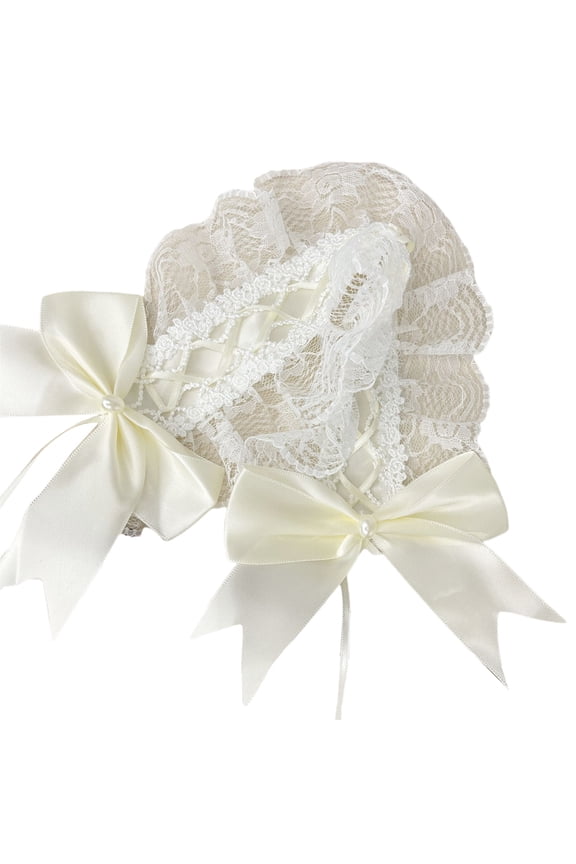 Lace Bowknot Headband with Long Ribbon Maid Cosplay Hairband Hair Decors Theme Event Headband 2000s Party Supply