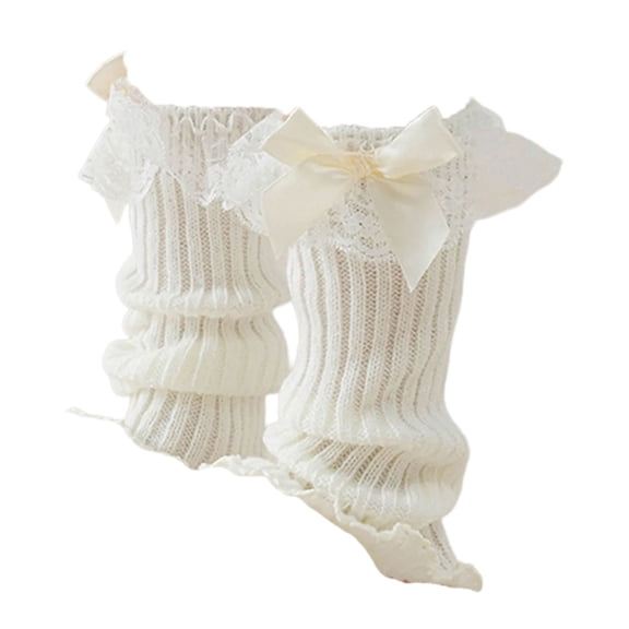 Lace Bowknot Leg Covers Leg Warmers Costume Accessories School Girls Stockings