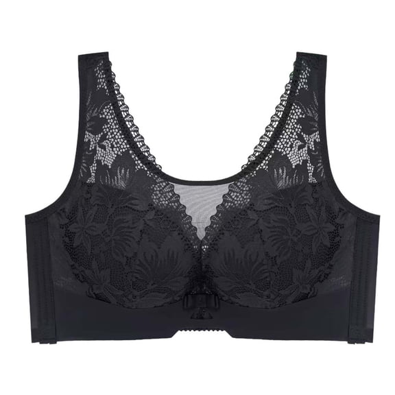 Lace Bra, Hugcore Gathering and Adjusting Strapless Bra Underwear with Large Breasts Small Thin Breathable No Rings Breasts Anti Sagging Bra Plus Size Bras Black 44