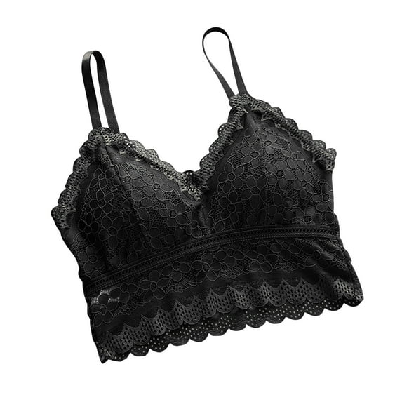 Lace Bra and Panty Set Women Ladies Fashion Comfortable No Underwire Lace Bra Underwear V-Neck No Underwire Bra Feature Hook and Eye Closure No Underwire Bra Style Y-601 , Black One Size