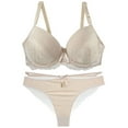 thumbnail image 1 of Lace Bra Sets for Women Ladies Underwear Sets Full Coverage Bra Set Womens Underwear and Bras Comfort Fit Bra and Brief Set Women's Bra and Panty Sets Casual Bra Panty Set,Beige,100B, 1 of 3